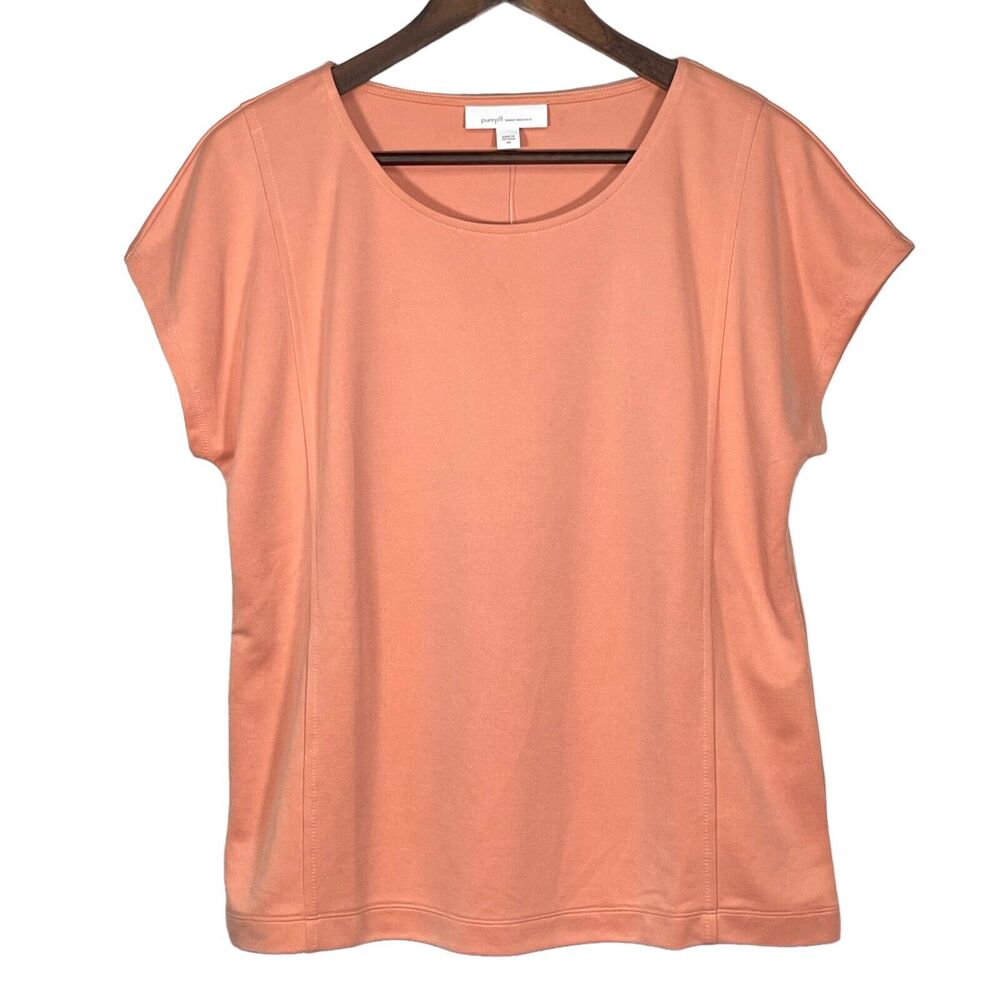 NWT PureJill Sand-Washed Blouse Women Size XS‎ Apricot Stretch Soft Fabric
